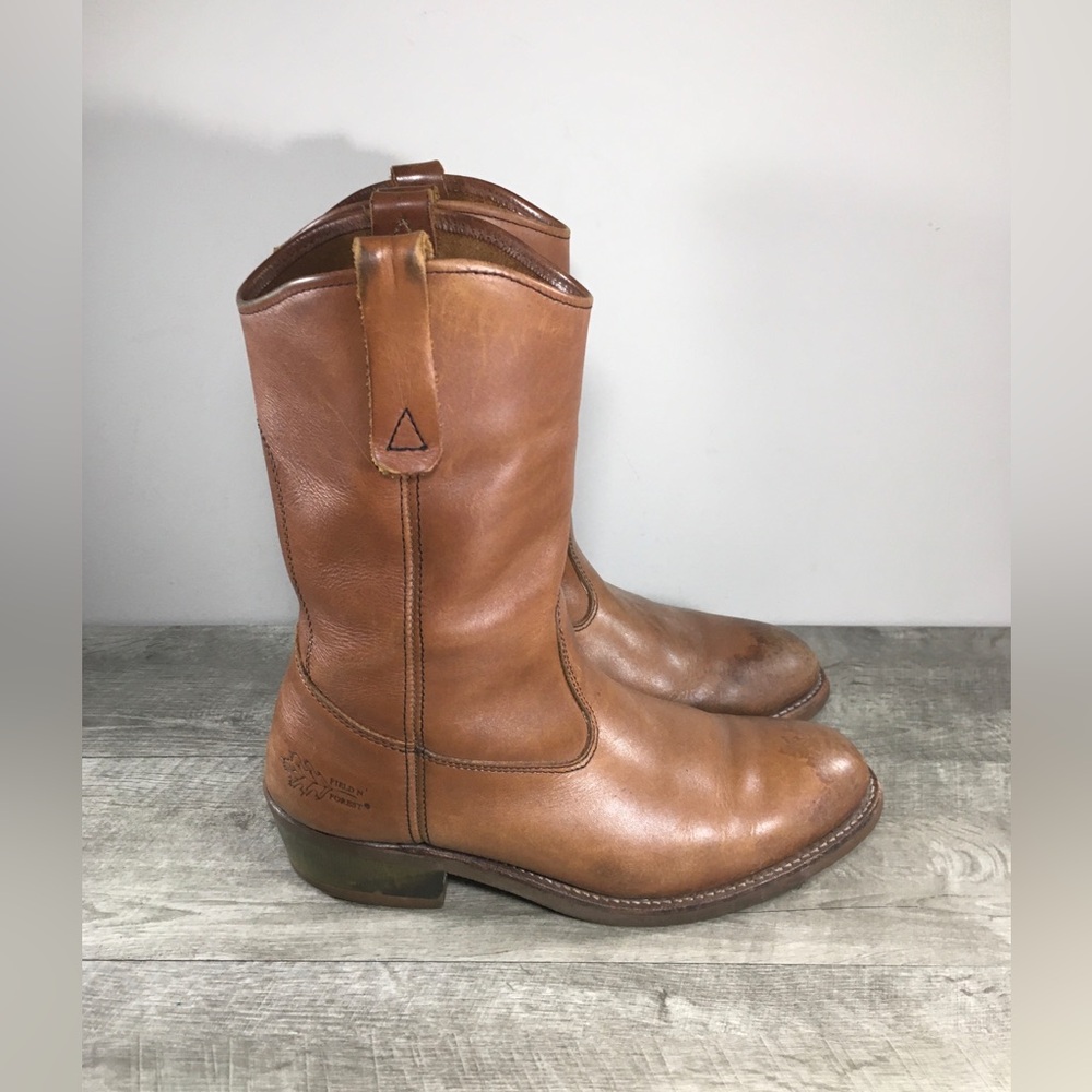 Field N Forest Mens Roper Leather Work Biker Wellington Boots Soft Toe Size 10.5